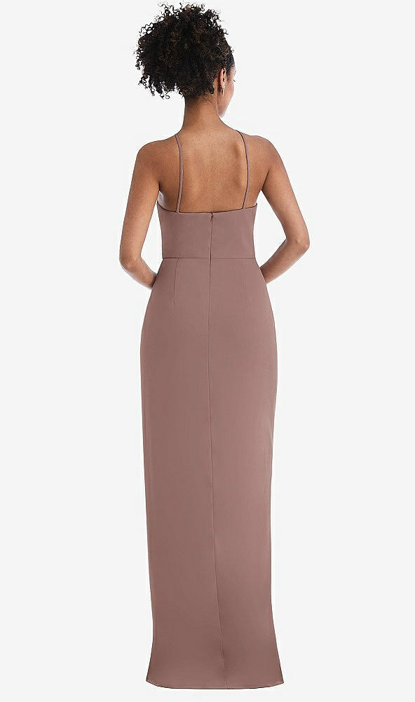 Back View - Sienna Halter Draped Tulip Skirt Maxi Dress