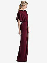 Side View Thumbnail - Cabernet Open-Back Three-Quarter Sleeve Draped Tulip Skirt Maxi Dress