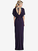 Rear View Thumbnail - Concord Open-Back Three-Quarter Sleeve Draped Tulip Skirt Maxi Dress