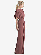 Side View Thumbnail - English Rose Open-Back Three-Quarter Sleeve Draped Tulip Skirt Maxi Dress