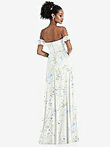 Rear View Thumbnail - Bleu Garden Off-the-Shoulder Ruffle Cuff Sleeve Chiffon Maxi Dress