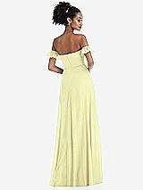 Rear View Thumbnail - Butter Yellow Off-the-Shoulder Ruffle Cuff Sleeve Chiffon Maxi Dress