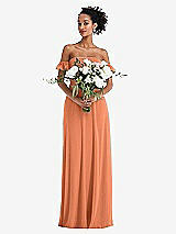 Alt View 2 Thumbnail - Sweet Melon Off-the-Shoulder Ruffle Cuff Sleeve Chiffon Maxi Dress