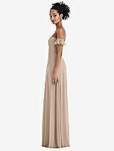 Side View Thumbnail - Topaz Off-the-Shoulder Ruffle Cuff Sleeve Chiffon Maxi Dress