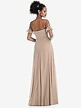 Rear View Thumbnail - Topaz Off-the-Shoulder Ruffle Cuff Sleeve Chiffon Maxi Dress