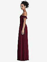 Side View Thumbnail - Cabernet Off-the-Shoulder Ruffle Cuff Sleeve Chiffon Maxi Dress