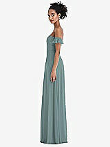 Side View Thumbnail - Icelandic Off-the-Shoulder Ruffle Cuff Sleeve Chiffon Maxi Dress