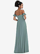 Rear View Thumbnail - Icelandic Off-the-Shoulder Ruffle Cuff Sleeve Chiffon Maxi Dress