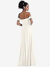 Rear View Thumbnail - Ivory Off-the-Shoulder Ruffle Cuff Sleeve Chiffon Maxi Dress