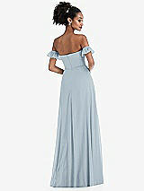 Rear View Thumbnail - Mist Off-the-Shoulder Ruffle Cuff Sleeve Chiffon Maxi Dress