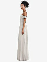 Side View Thumbnail - Oyster Off-the-Shoulder Ruffle Cuff Sleeve Chiffon Maxi Dress