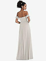 Rear View Thumbnail - Oyster Off-the-Shoulder Ruffle Cuff Sleeve Chiffon Maxi Dress