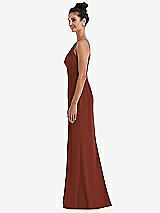 Side View Thumbnail - Auburn Moon Open-Back High-Neck Halter Trumpet Gown