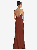 Rear View Thumbnail - Auburn Moon Open-Back High-Neck Halter Trumpet Gown