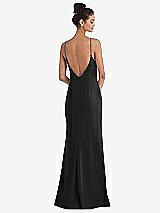 Rear View Thumbnail - Black Open-Back High-Neck Halter Trumpet Gown