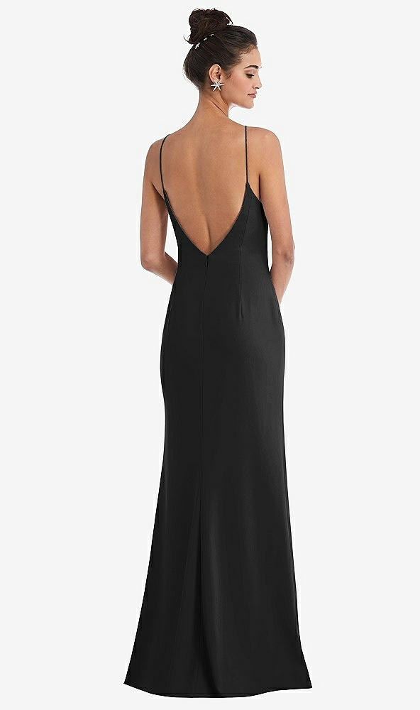 Back View - Black Open-Back High-Neck Halter Trumpet Gown