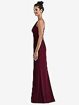 Side View Thumbnail - Cabernet Open-Back High-Neck Halter Trumpet Gown