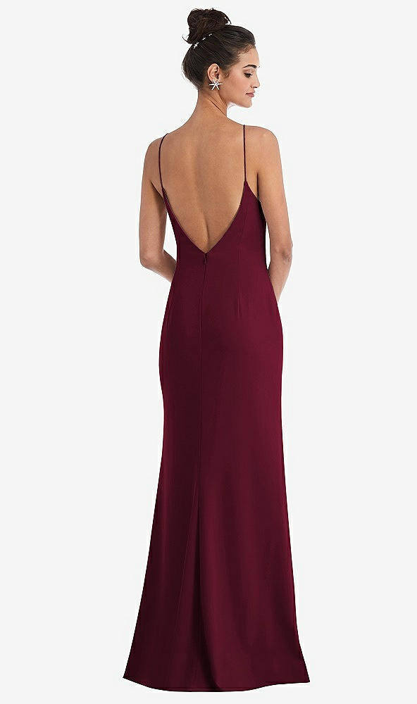 Back View - Cabernet Open-Back High-Neck Halter Trumpet Gown