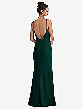 Rear View Thumbnail - Evergreen Open-Back High-Neck Halter Trumpet Gown