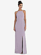 Front View Thumbnail - Lilac Haze Open-Back High-Neck Halter Trumpet Gown