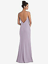 Rear View Thumbnail - Lilac Haze Open-Back High-Neck Halter Trumpet Gown