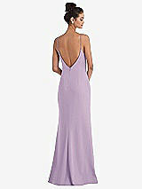 Rear View Thumbnail - Pale Purple Open-Back High-Neck Halter Trumpet Gown