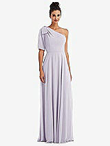 Front View Thumbnail - Moondance Bow One-Shoulder Flounce Sleeve Maxi Dress