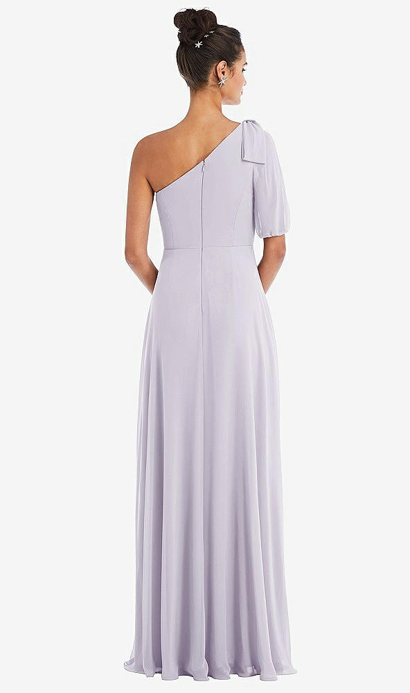 Back View - Moondance Bow One-Shoulder Flounce Sleeve Maxi Dress