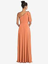 Rear View Thumbnail - Sweet Melon Bow One-Shoulder Flounce Sleeve Maxi Dress