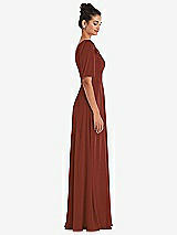 Side View Thumbnail - Auburn Moon Bow One-Shoulder Flounce Sleeve Maxi Dress