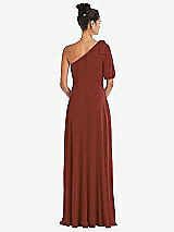 Rear View Thumbnail - Auburn Moon Bow One-Shoulder Flounce Sleeve Maxi Dress