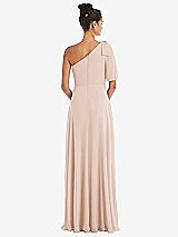 Rear View Thumbnail - Cameo Bow One-Shoulder Flounce Sleeve Maxi Dress