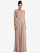 Front View Thumbnail - Neu Nude Bow One-Shoulder Flounce Sleeve Maxi Dress