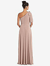 Rear View Thumbnail - Neu Nude Bow One-Shoulder Flounce Sleeve Maxi Dress