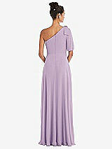 Rear View Thumbnail - Pale Purple Bow One-Shoulder Flounce Sleeve Maxi Dress