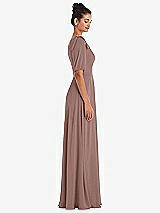 Side View Thumbnail - Sienna Bow One-Shoulder Flounce Sleeve Maxi Dress