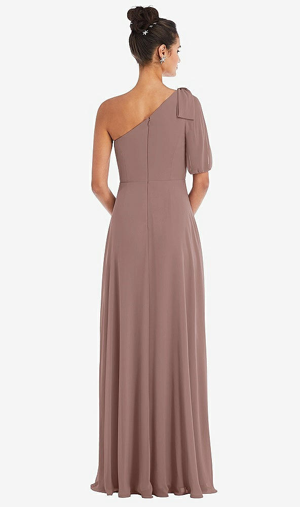 Back View - Sienna Bow One-Shoulder Flounce Sleeve Maxi Dress