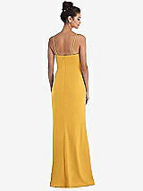 Rear View Thumbnail - NYC Yellow Notch Crepe Trumpet Gown with Front Slit