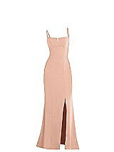 Alt View 1 Thumbnail - Pale Peach Notch Crepe Trumpet Gown with Front Slit