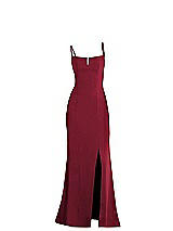 Alt View 1 Thumbnail - Burgundy Notch Crepe Trumpet Gown with Front Slit