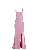 Alt View 1 Thumbnail - Powder Pink Notch Crepe Trumpet Gown with Front Slit