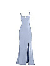 Alt View 1 Thumbnail - Sky Blue Notch Crepe Trumpet Gown with Front Slit