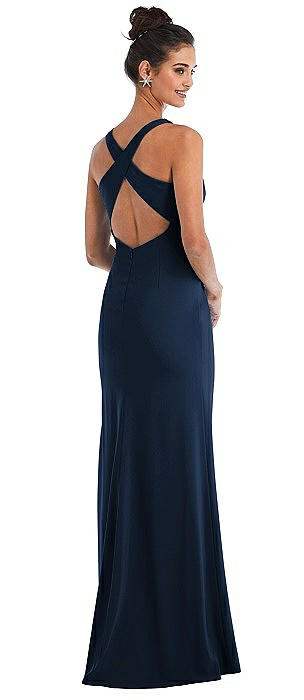 Criss-Cross Cutout Back Maxi Dress with Front Slit