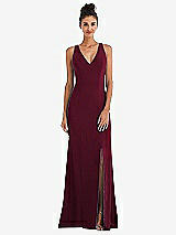 Rear View Thumbnail - Cabernet Criss-Cross Cutout Back Maxi Dress with Front Slit