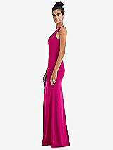 Side View Thumbnail - Think Pink Criss-Cross Cutout Back Maxi Dress with Front Slit