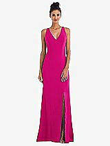 Rear View Thumbnail - Think Pink Criss-Cross Cutout Back Maxi Dress with Front Slit