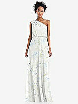 Front View Thumbnail - Bleu Garden One-Shoulder Bow Blouson Bodice Maxi Dress