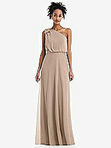 Front View Thumbnail - Topaz One-Shoulder Bow Blouson Bodice Maxi Dress