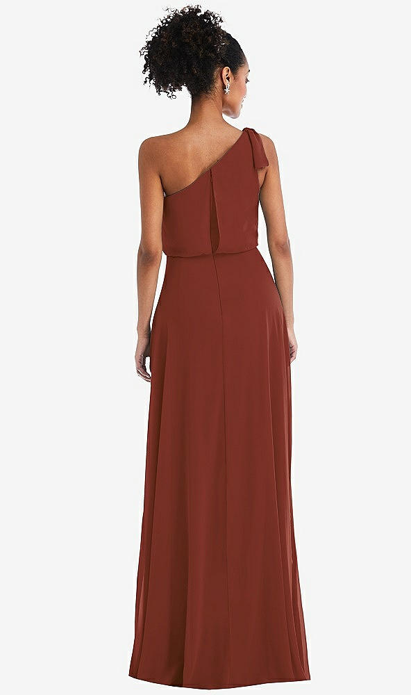 Back View - Auburn Moon One-Shoulder Bow Blouson Bodice Maxi Dress