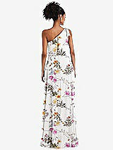 Rear View Thumbnail - Butterfly Botanica Ivory One-Shoulder Bow Blouson Bodice Maxi Dress